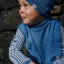 Langermet ulltrøye barn, ull med silke - Klarblå/natur