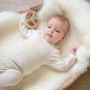 Ribbestrikket babystrømpebukse i ull med bomull - Naturhvit