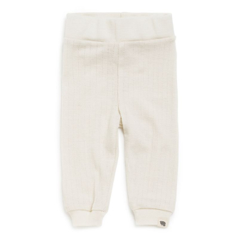 Babytights i ull med silke, hullmønster - Natur