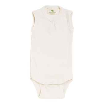 Singletbody m/knapp i ull med silke - Natur